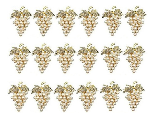 18 Peças De Anéis De Guardanapo De Pérolas Dourados Em Forma