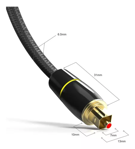 Cable Audio Digital Optico Toslink Alta Calidad Encordado 1m