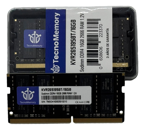 Memoria Ram Tecnomemory Sodimm Ddr4 16gb 2666 Kvr26s19s8t/16