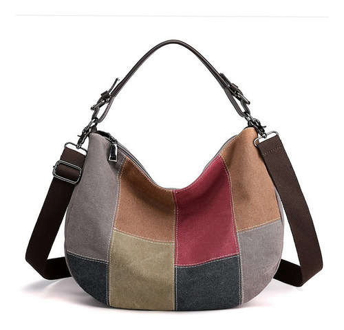 Bolso De Lona Para Mujer Con Pespunte De Contraste A