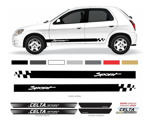 Kit Adesivo Chevrolet Celta Faixa Lateral + Soleira Kit22