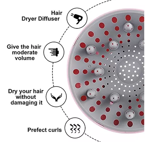 Difusor universal de cabello ajustable que se adapta a la mayoría de tipos  de secador de pelo, diámetro de 1.7 a 2.6 pulgadas, difusor de secador de