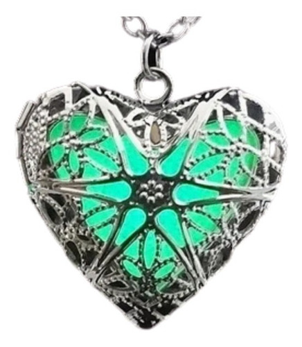 Collar Corazon Luminoso Chapado Plata Lindo Hermoso Amor