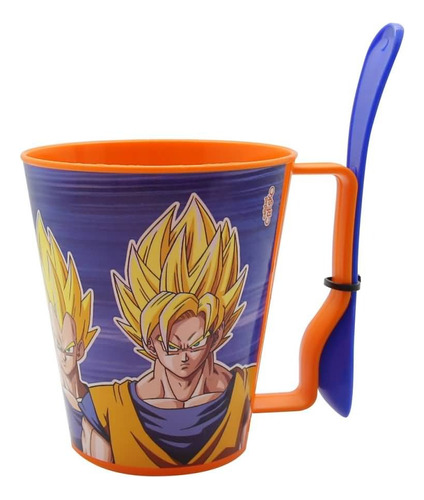 Taza Plástica Infantil Con Cuchara Dragon Ball Z Cresko