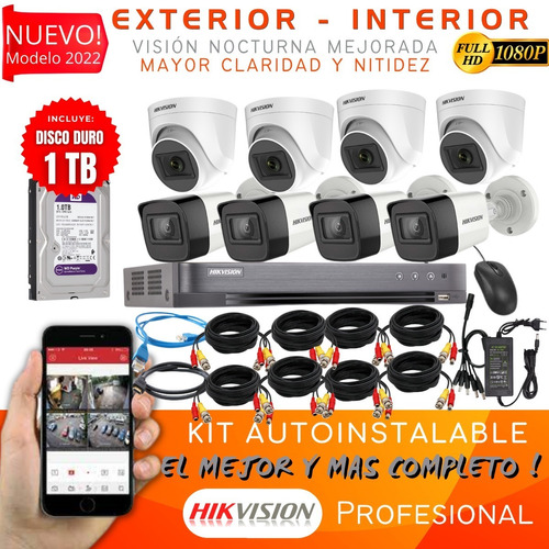 Cámaras Vigilancia Full Hd Kit 8 Cámaras + Disco Duro 1 Tb