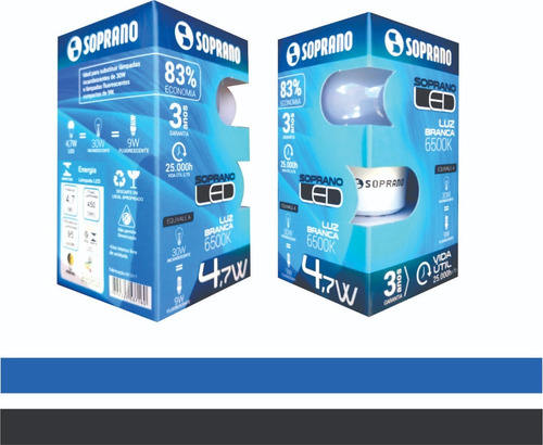 Kit 10 Lâmpada Led4,7w Bulbo Soquete E27bivolt Casa Comércio