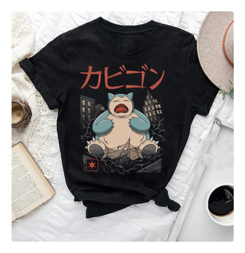 Polera Unisex Snorlax Gato Anime Algodon Estampado