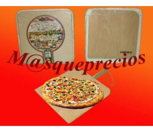 Imagen 4 de 9 de Combo Pizza Piedra Refractaria + Pala De Madera Para Horno