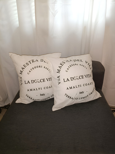 Almohadon Tusor Y Lienzo Estampado 40x40 Funda Y Relleno Blanco Estampado Varios