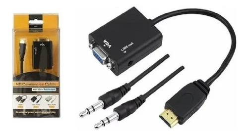 Cabo Conversor Adaptador De Hdmi Para Vga Com Áudio Pc