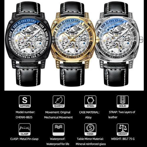 Reloj Mecánico Hueco De Acero Inoxidable Chenxi Para Hombre