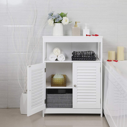 Gabinete Con Estantes Doble Puerta De Madera Para Baño