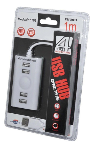 Multipuerto Usb 2.0 Hub 4 Puertos Largo Del Cable 1m P1701