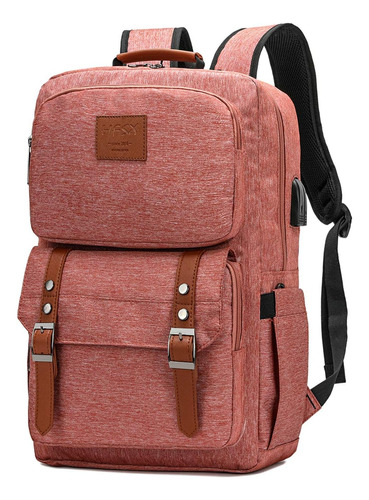 Mochila Rosa Porta Notebooks 15.6 Pulgadas, Puerto Usb/antir