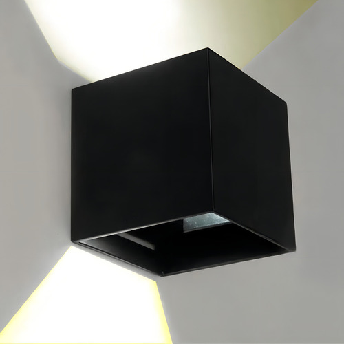 7 Pz Arbotante Led Para Pared 10w Tipo Cubo Arb10p Color Carcasa Negra Luz Calida
