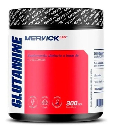 L Glutamina Mervick Lab 100% Aminoacido Recuperador X 300 Gr