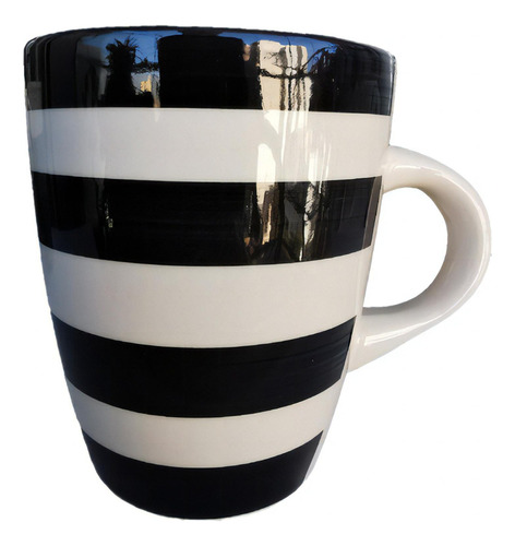 Mug Tazon Taza Bombe  Blanco Y Negro A Rayas 360ml 