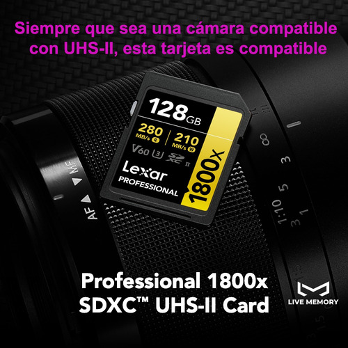 Lexar Tarjeta De Memoria 1800x Uhs-ii 270mb/s C10, U3, V60