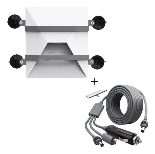 Kit Suporte Starlink Mini Com Ventosas Reforçadas + Cabo Veicular 3 Em 1 3m Usb-c 12v 24v Para Carro Caminhão Trailer Viagem Estável Motorhome Alta Fixação Cabo Starlink Gen4 Athenix