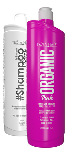 Kit Escova Progressiva Organic Pink Troia Hair 2x1000ml