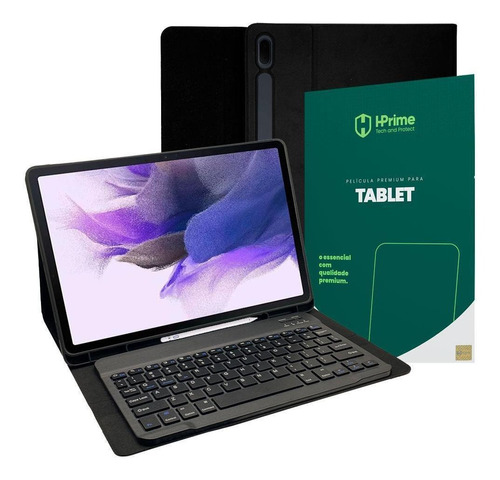 Capa Teclado Tab S7 Fe 12.4 + Pelicula Hprime - Preta