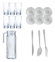 Comprar Kit 6 Copos Bali Tp 6 Pratos Liso 1 Jarra Suiça 18 Talheres