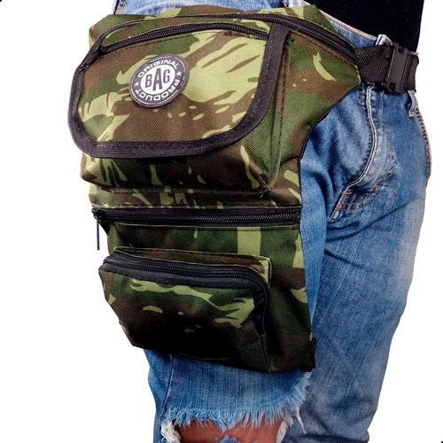Pochete Perna Masculina Camping Motoboy 5 Bolsos Cartucheira