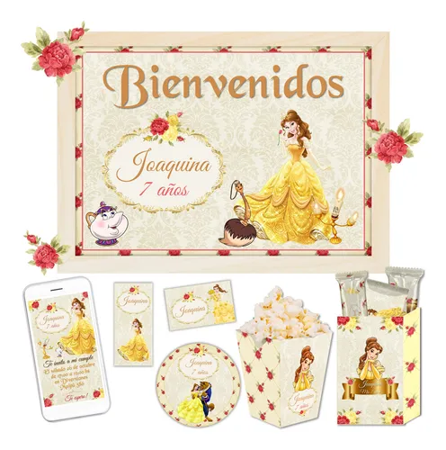 Kit Imprimible Cumpleaños Personalizado La Bella Y La Bestia