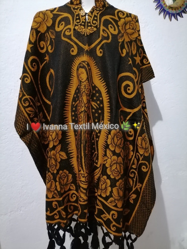 Imagen 1 de 2 de Gabán Rebozo Tejido Artesanal Virgen De Guadalupe Oro