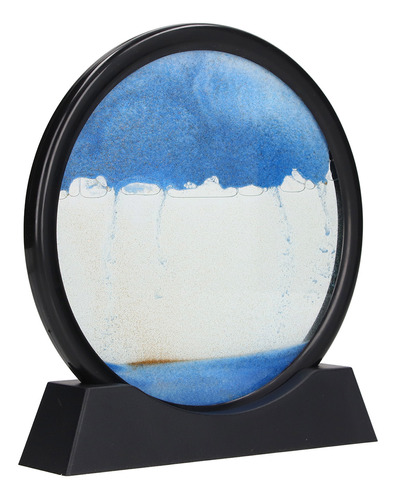 Pintura 3d Moving Sand Art, Vidrio Transparente Azul Redondo