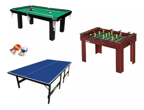 Mesa Multiuso Sinuca Ping Pong e Futebol de Botão Klopf - 4 em 1 - Preços  com até 6% de desconto
