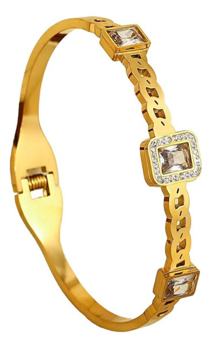 Bracelete Feminino Com Pedras Banhado A Ouro 18k Luxo