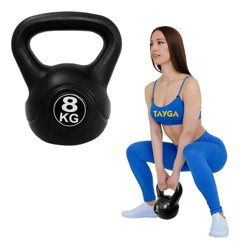 Pesa Rusa 8 Kg/17.6 Lb Kettlebell, Funcional Cross Tayga Color Negro