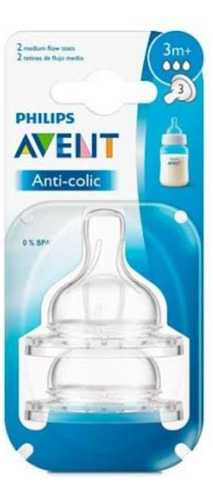 Tetinas Anti-colic Avent 3m+ Flujo Medio Scf633/27