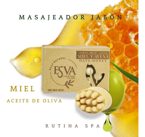 Jabón Masaje Avena Y Miel Esva Natural 100g Pack 3