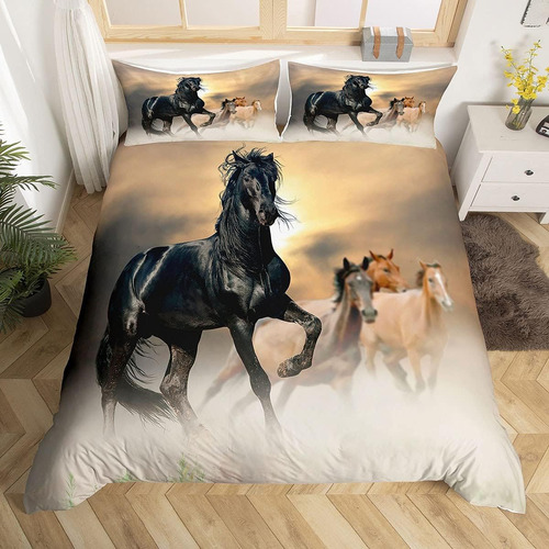 Juego De Ropa De Cama De Caballo De 3 Piezas, Tamano King...