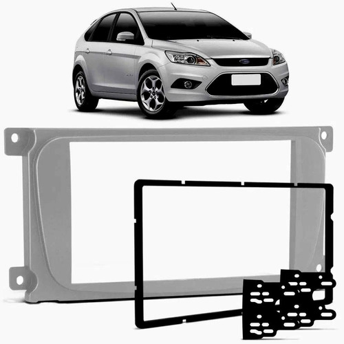 Moldura De Painel 2 Din Multimidia Dvd Mp5 Ford Focus Prata