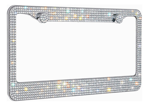 2 Marcos De Placa De Metal Con Diamantes Cromados Y