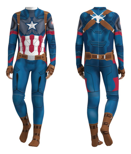 Captain America Halloween Mono Cosplay Disfraz Conjunto Completo Para Niños Adultos A