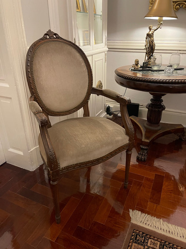 Sillon Luis Xv Medallón Marrón Beige (Usado)