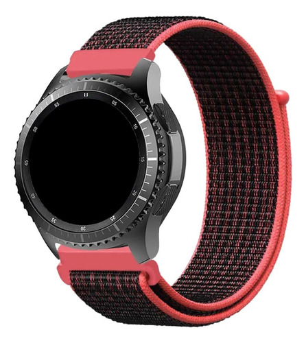 Pulseira Nylon Loop Para Samsung Galaxy Watch 3 45mm (22mm) Cor Preto/vermelho