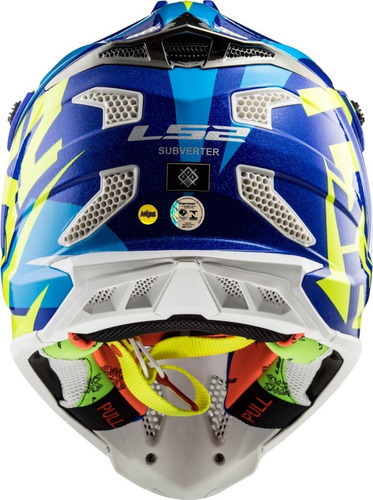 Casco Ls2 Mx470 Subverter Nimble, blanco y azul, Amar C Mips, color blanco/azul/amarillo, talla M (57/58)