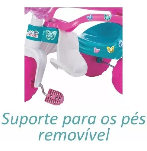 Triciclo Motoca Infantil Butterfly Rosa Magic Toys Sem Luz