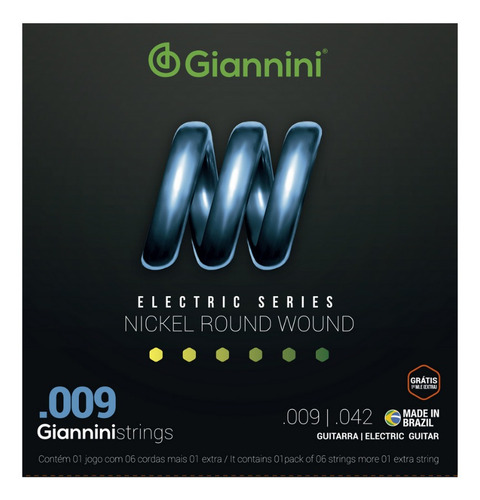 Imagem 1 de 3 de Encordoamento Giannini Para Guitarra Niquel 009 + Nf!