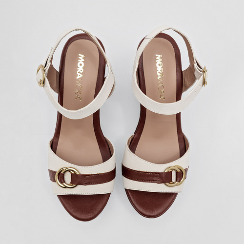 Sandalias Plataforma Mujer Moramora Latte Cafe 125-498