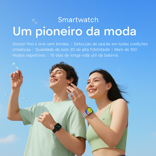Smartwatch Com Chamadas, Foto Na Tela, 2 Pulseiras, Bluetooth, Compatível Android Ios, Tela Touch, Notificações, À Prova Dágua, Relógio Esportivo Unissex - Super Fast Acessórios, Cor Da Caixa Black