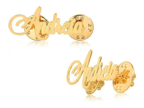 Imagem 2 de 2 de Broche Personalizado Nome Jaleco Profissão Curso Banho Ouro