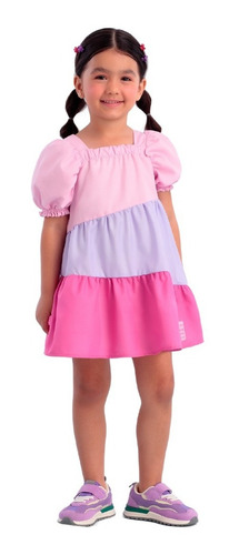 Vestido Infantil Mon Sucré 3 Marias Rosa Scrabble 22136 B.e.
