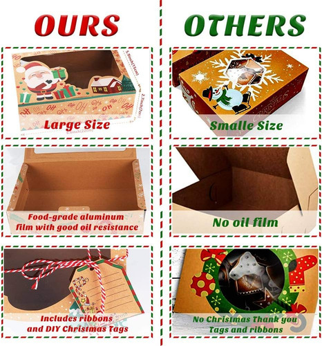 Paquete De 12 Cajas Grandes Para Galletas Navidenas Ourwarm