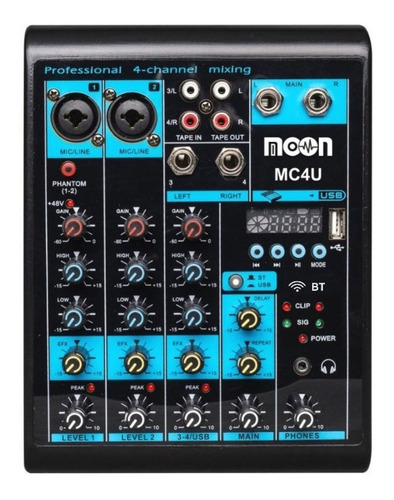 Mixer Moon Mc4u 4 Canales Fx Rep Usb Bluetooth Phantom